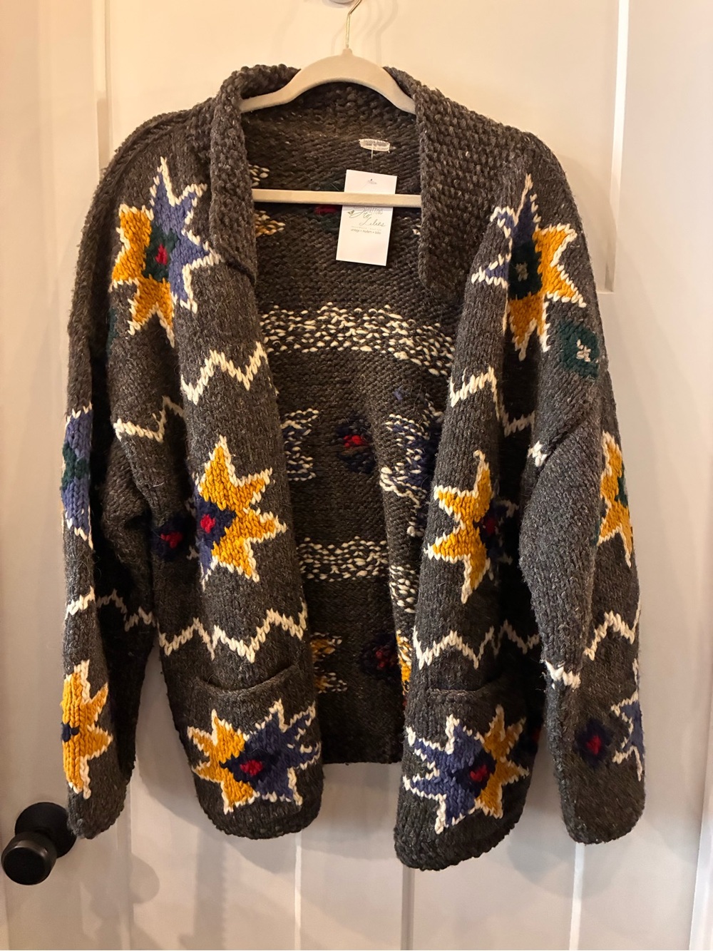 Vintage Wool Coatigan in Western Print
